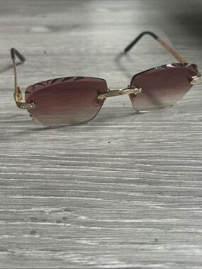 James Oro Women’s Iced Brown Tint Signature Gem Cut Sunglasses